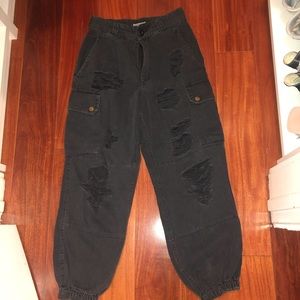 lf cargo ripped black jeans